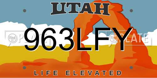 963LFY Utah License Plate