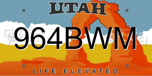 964BWM Utah License Plate