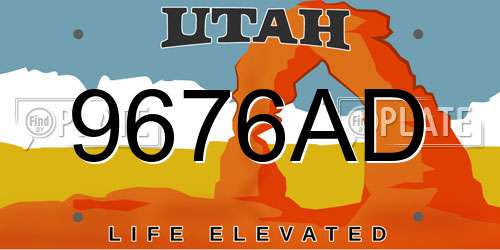 9676AD Utah License Plate