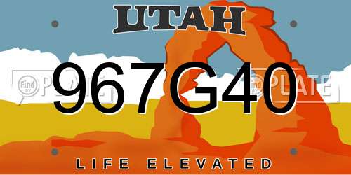 967G40 Utah License Plate