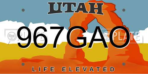 967GAO Utah License Plate
