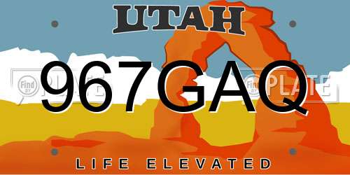 967GAQ Utah License Plate