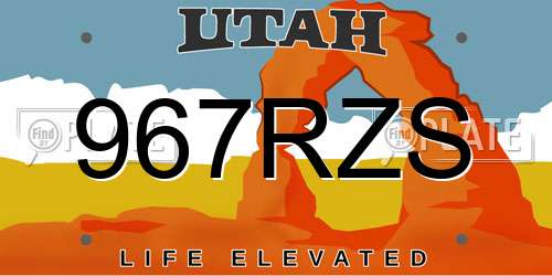 967RZS Utah License Plate