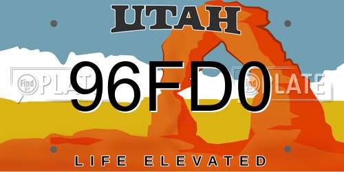 96FD0 Utah License Plate