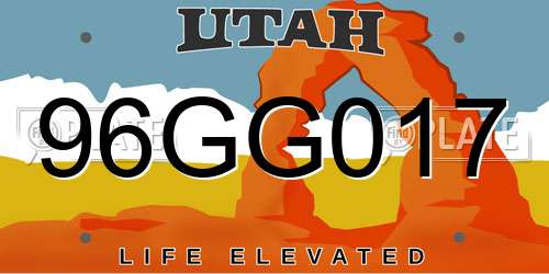96GG017 Utah License Plate