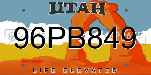 96PB849 Utah License Plate