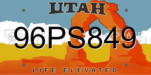 96PS849 Utah License Plate