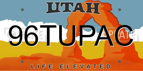 96TUPAC Utah License Plate