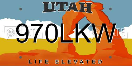 970LKW Utah License Plate