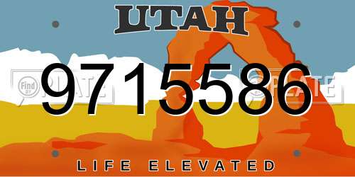 9715586 Utah License Plate