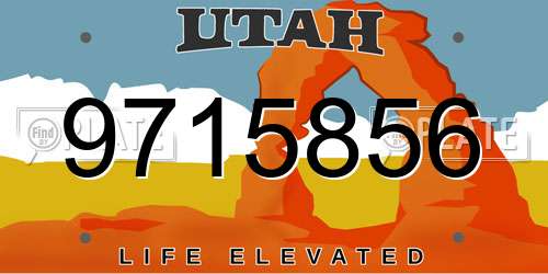 9715856 Utah License Plate