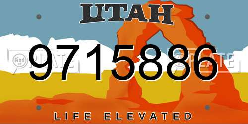 9715886 Utah License Plate