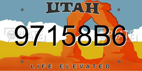 97158B6 Utah License Plate