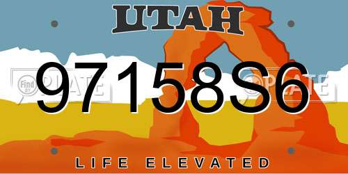 97158S6 Utah License Plate
