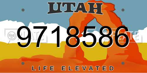 9718586 Utah License Plate