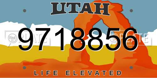 9718856 Utah License Plate