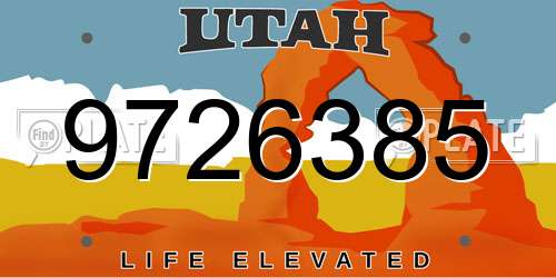 9726385 Utah License Plate