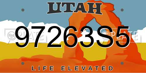 97263S5 Utah License Plate
