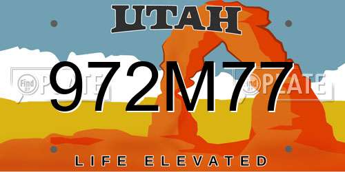 972M77 Utah License Plate