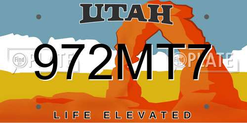 972MT7 Utah License Plate