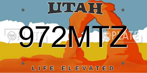 972MTZ Utah License Plate