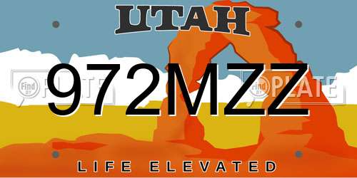 972MZZ Utah License Plate