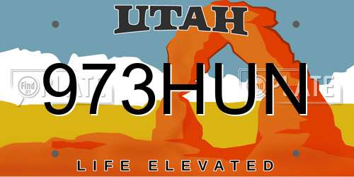 973HUN Utah License Plate