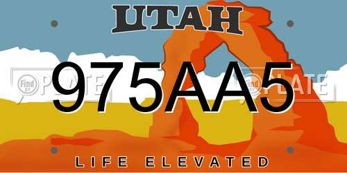 975AA5 Utah License Plate