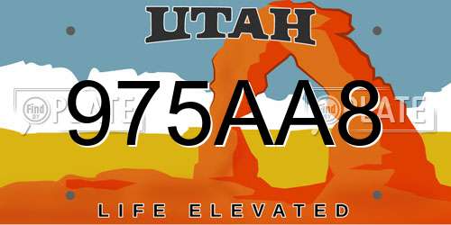 975AA8 Utah License Plate