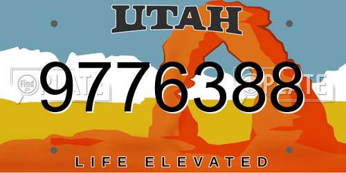 9776388 Utah License Plate