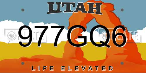 977GQ6 Utah License Plate