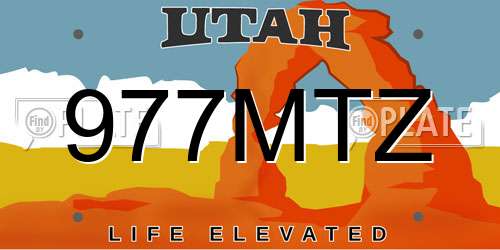 977MTZ Utah License Plate