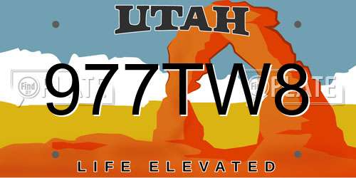 977TW8 Utah License Plate