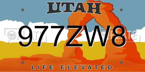 977ZW8 Utah License Plate