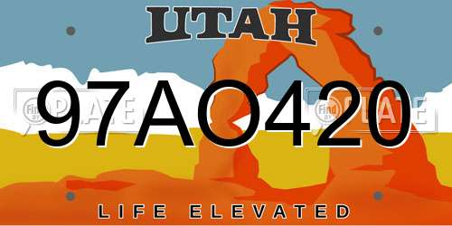 97AO420 Utah License Plate