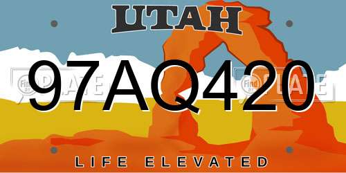 97AQ420 Utah License Plate