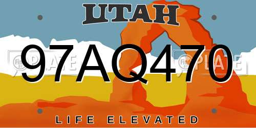 97AQ470 Utah License Plate