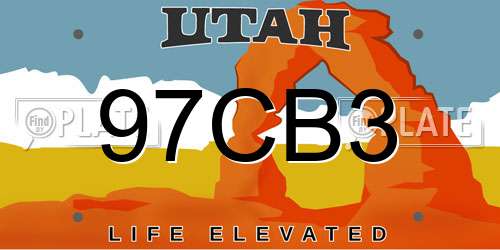 97CB3 Utah License Plate