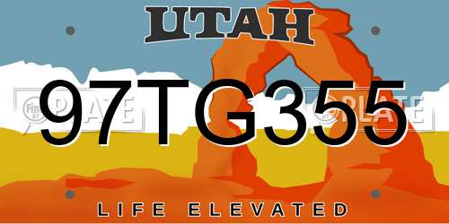 97TG355 Utah License Plate