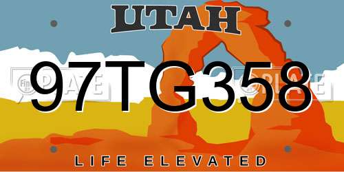 97TG358 Utah License Plate