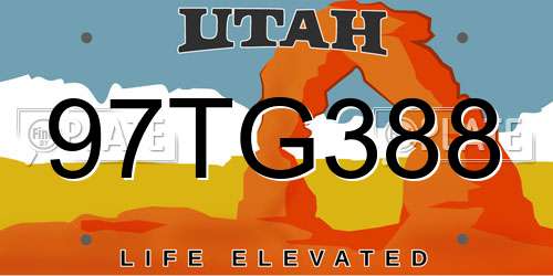 97TG388 Utah License Plate