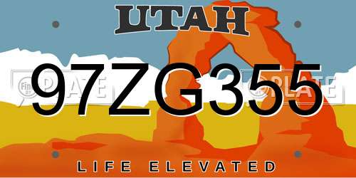 97ZG355 Utah License Plate