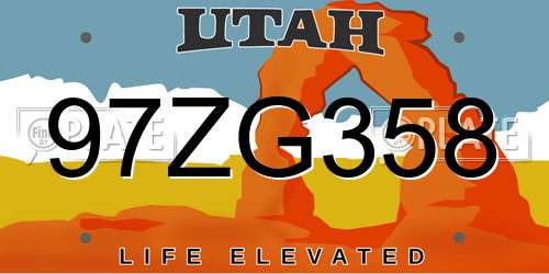 97ZG358 Utah License Plate