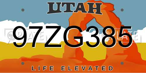 97ZG385 Utah License Plate