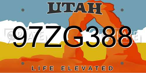 97ZG388 Utah License Plate