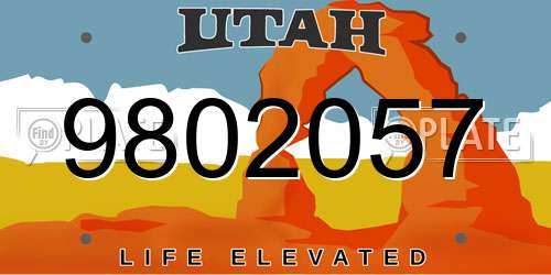 9802057 Utah License Plate
