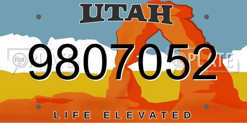 9807052 Utah License Plate