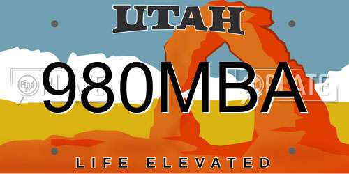 980MBA Utah License Plate