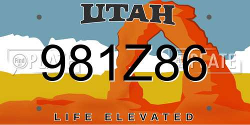 981Z86 Utah License Plate