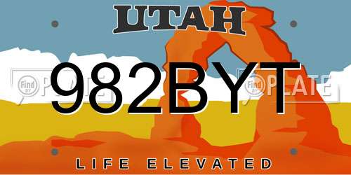 982BYT Utah License Plate